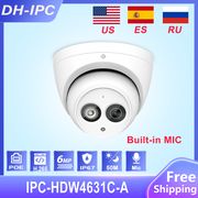 DH IPC-HDW4631C-A 6MP HD POE Network Mini Dome IP Camera Metal Case Built-in MIC CCTV Camera Video Surveillance Cameras