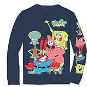 Spongebob Squarepants Big Boys Long Sleeve Shirt, Navy, 10-12