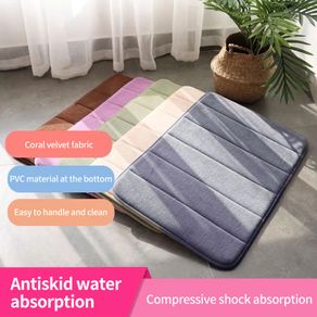 40x60cm/50x80cm)Cobblestone Home Bath Mat Coral Fleece Bathroom Carpet  Water Absorption Non-slip Memory Foam Absorbent Washable Rug Toilet Floor  Mat