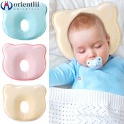 ORIENTLII Anti Roll Baby Pillow Memory Foam Toddler Cushion Sleep Positioner Adorable Newborn Nursing Neck Protection Soft Prevent Flat Head/Multicolor
