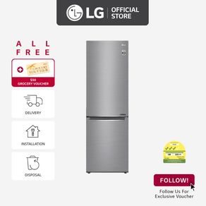 LG GB-B3449PZ 2 door Smart Inverter Bottom Freezer Refrigerators, 341L, Platinum Silver