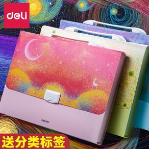 ❆Deli folder students use multi-layer transparent insert A4 test paper middle and high school multi-function data stora