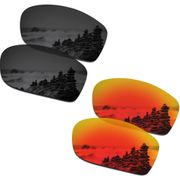 SmartVLT 2 Pairs Polarized Sunglasses Replacement Lenses for Oakley Fives Squared Stealth Black and Fire Red