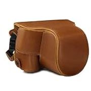 MegaGear MG1752 Ever Ready Leather Camera Case Compatible with Canon EOS M6 Mark II (15-45mm) - Light Brown
