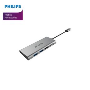 Philips DLK5524C USB C 4-in-1 Mini Hub, 2 x USB 3.0 / Type-C 60W / HDMI - Grey