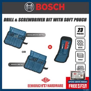 BOSCH 23pcs Wood Metal Masonry Drill Bit Screwdriver Bit Soft Pouch Set Accessories Spare Parts EEHIONG1977