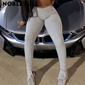 New stacked leggings joggers stacked sweatpants women ruched pants jogging  femme stacked pants fitness comfortable women