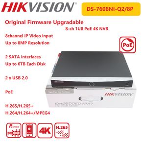 Hikvision NVR Onvif 8-ch 4K DS-7608NI-Q2/8P 1U 8 PoE 8MP Surveillance Network Video Recorder Third-party IP Cameras  Supported
