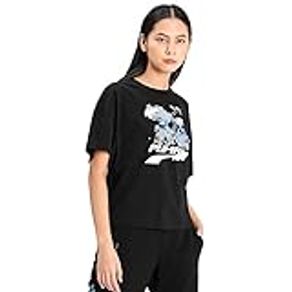 PUMA Womens Evide Graphic T-Shirt Crew Neck - Black, Black, Large