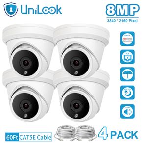 UniLook 8MP 4K Turret POE IP Camera Built in Microphone CCTV Security Camera Outdoor Hikvision Compatible IP66 H.265