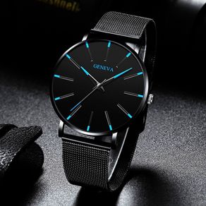 Fashion Mens Business Black Watches Luxury Stainless Steel Ultra Thin Mesh  Belt Quartz Men Wrist Watch Casual Classic Male Watch