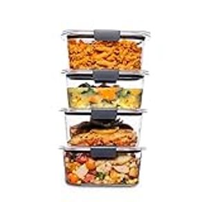 Rubbermaid Brilliance Food Storage Container, BPA free Plastic, Medium, 3.2  Cup, 5 Pack, Clear