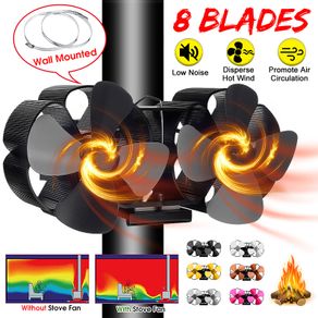 8 Blade Home Heat Powered Stove Fan Wood Burner Heat Distribution Quiet Fan