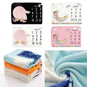 Baby Monthly Record Growth Milestone Blanket Newborn Photography Props Background Soft Flannel Swaddle Wrap