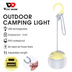WEST BIKING Camping Tent Light Hanging Camping Lanterns Portable USB Rechargeable 3600mAh Warm Light Led Camp Lamp for Outdoor Emergency
