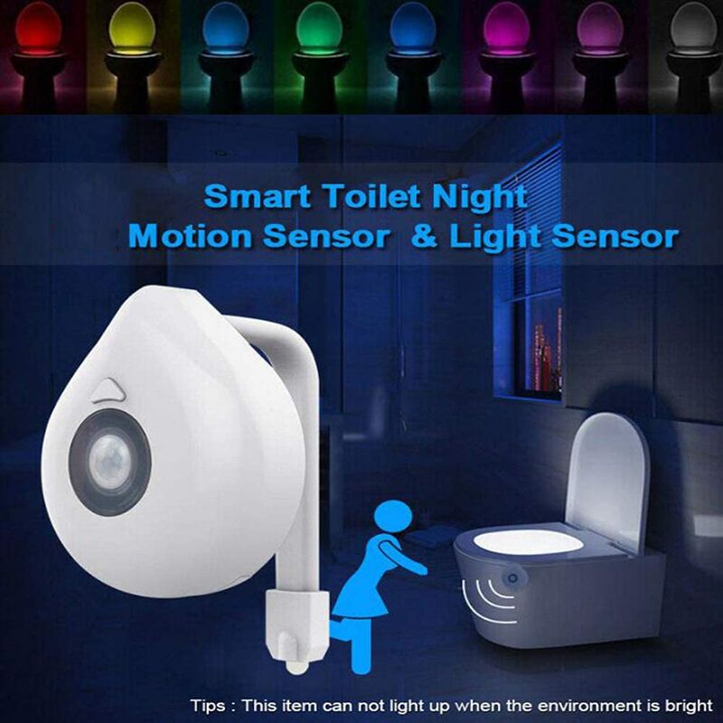 1pcs Toilet Seat Night Light Smart PIR Motion Sensor 8 Colors Waterproof  Backlight for Toilet Bowl LED Luminaria Lamp WC Toilet