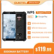 OUKITEL WP5 4G Rugged SmartPhone Quad Core 4GB 32GB 8000mAh Mobile Phone 5.5 Inch Waterproof MT6761 Triple Camera Phone