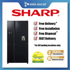 SHARP SJ-FX660W-BK 650L BLACK MULTI-DOOR REFRIGERATOR WITH WATER DISPENSER