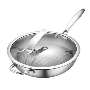 Stainless Steel Pan Uncoated Non-stick Wok Pan Gas Induction Cooker Household Pot Cast Iron Wok Induction Pan Cooking Pot