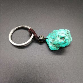 Drop shipping Pure natural turquoisependant  KeyChain ore energy stone KeyChain wholesale 1pcs free shipping