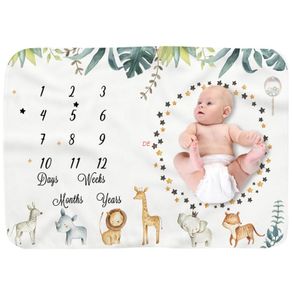 DE Baby Monthly Record Growth Milestone Blanket Newborns Photography Props Cloth