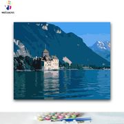 DIY Coloring paint by numbers Seaside scenery paintings by numbers with kits 40x50 framed