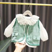 1-5 Baby Girl Vest Two-Piece Suit 3 Children Autumn Long-Sleeved Shirt Fashion Princess Style