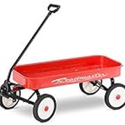 Roadmaster R6221T Kids and Toddler Classic 34-Inch Steel Pull Wagon, 8-inch Wheels, Red/Black