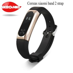 new Silicone miband2 strap Replacement mi 2 band accessories strap for xiaomi band 2 with fashional pulsera Metal frame