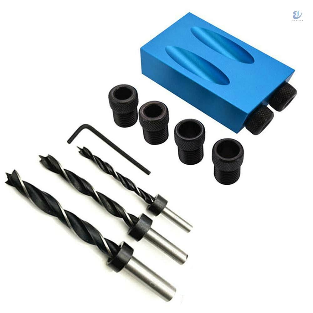 15pcs Pocket Hole Jig Kit 8mm 10mm 15 Degree Angle Drill Guide