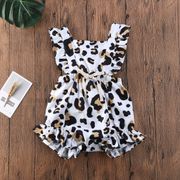 Pudcoco Newborn Baby Girl Clothes Leopard Print Sleeveless Ruffle Romper Jumpsuit Outfit Cotton Sunsuit Clothes Summer