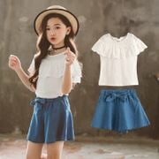 [Ready Stock]2PC Set Dress Baby Girl Baby Clothes White Flounce T-shirt with Short Sleeves Skirt Kids Clothing Girls Clothing Baby Suit [YEP! Baby!] r2fs