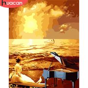 HUACAN Paint By Number Girl Drawing On Canvas Gift DIY Pictures By Numbers Seascape Kits Hand Painted Painting Art Home Decor