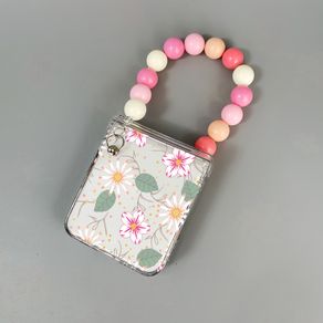 Samsung Galaxy Z Flip 3 Flip 4 5G fashion flower phone Case Transparent Hard Casing with bracelet Hinge Anti-scratch Creativity Phone Cover