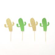 glitter Cactus Fiesta Cupcake toppers bridal shower western country Wedding engagement Bachelorette party toothpicks