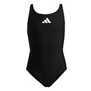 adidas Girls' Solid Small Logo Swimsuit