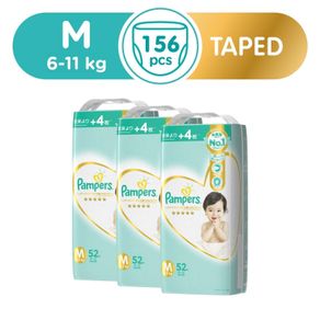 Pampers Diaper Premium Care Taped M - 52Pcs x 3 (Bundle of 3)