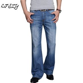 Mens Boot Cut Jeans Slightly Flared Slim Fit Blue Black Trousers