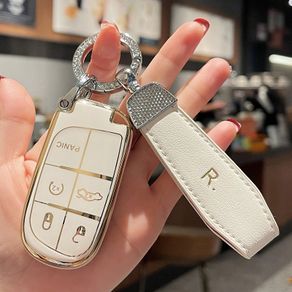 Car Key Fob Cover Compatible with Jeep Grand Cherokee Soft TPU 360 Degree Full Protection Car Key Shell Case