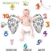 MXMUSTY1 Boy Girl Baby Photography Props Infant Backdrop Cloth Milestone Background Cartoon Pattern Monthly Growth Commemorate Rug Calendar Bebe Photo Accessories Milestone Blanket