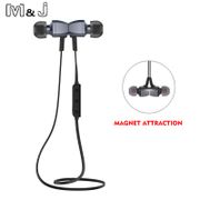 M&J Magnet Wireless Bluetooth Earphones Stereo Outdoor Sport Noise Canceling Music Earbuds With Mic For iPhone 7 Plus With Box