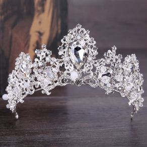 FORSEVEN Silver Color Crystal Rhinestone Tiaras and Crown Bridal Diadem Headpiece Wedding Hair Accessories Women Hair Jewelry JL
