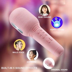 Q9 Mini Wireless Bluetooth Karaoke Microphone Speaker Home KTV USB Player  Pink