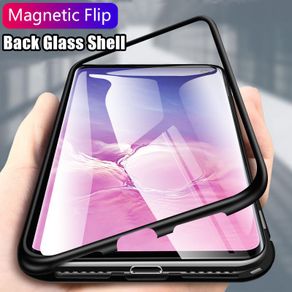 Samsung Galaxy Note 20 S20 Ultra 5G Note20 Note10 Plus Note9 Note8 Magnetic Phone Case Back Tempered Glass Casing Hard Magnet Flip Cover