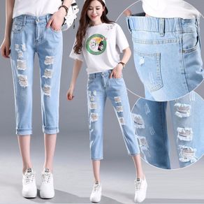 2022 Summer Capris Jeans Women Calf-Length Pencil Denim Pant