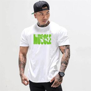 Men's Fashion T Shirt Men Tops Summer Fitness Bodybuilding Clothes Muscle Male Shirts Cotton Slim Fit Tees