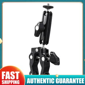 Multi-functional Super Clamp Ball Mount Clamp Dual 360° Rotatable Ballhead Aluminum Alloy with 1/4 Inch Screw 3/8 Inch Thread 1.5kg Load Bearing