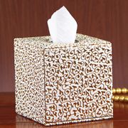 Square Cube Tissue Box Cover PU Leather Wood MDF Struct Roll Paper Napkin Holder Tissues Storage Case Container Desk Organizer