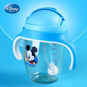 Genuine Sale Disney Cute Baby Feeding Cup with Straw Children Learn Feeding Drinking Bottle with handle Kids Training Cup Gift