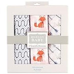 Hudson Baby Muslin Swaddle Blankets, Foxes